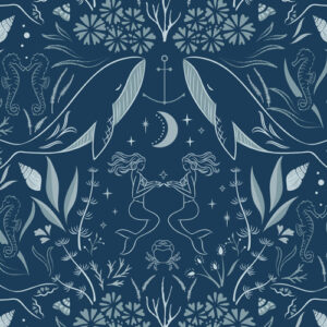 Sound Of The Sea By Cassandra Connolly For Lewis & Irene - Enchanted Ocean - Midnight Blue