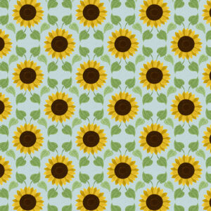 Sunflowers By Lewis & Irene - Sunflowers With Leaves On Pale Blue