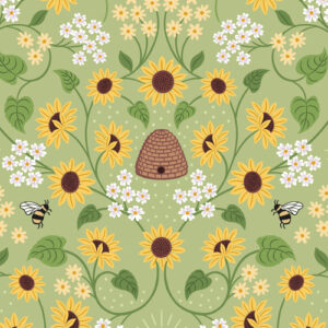 Sunflowers By Lewis & Irene - Bee Hive On Green