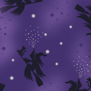 Cast A Spell By Lewis & Irene - Flying Witches On Purple - Metallic