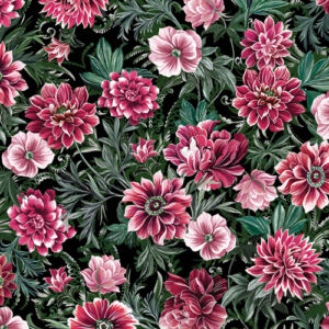 Winterberry Floral By Kanvas Studio For Benartex - Pearlescent - Black