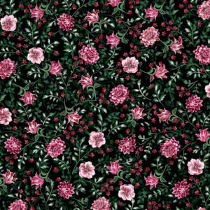 Winterberry Floral By Kanvas Studio For Benartex - Pearlescent - Black