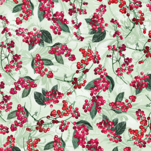 Winterberry Floral By Kanvas Studio For Benartex - Pearlescent - Sage
