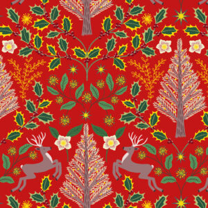 Yuletide By Lewis & Irene - Yuletide On Red With Gold Metallic