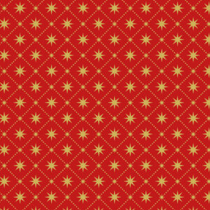 Yuletide By Lewis & Irene - Gold Metallic Stars On Red