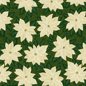 Yuletide By Lewis & Irene - Poinsettia On Green With Gold Metallic