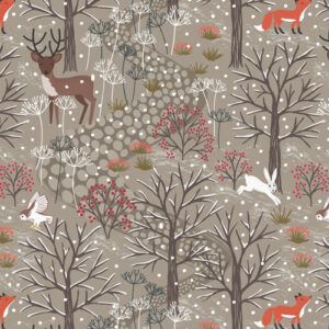 Winter In Bluebell Wood Flannel By Lewis & Irene - Winter Woods On Light Chestnut