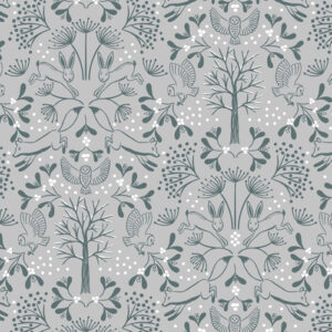 Winter In Bluebell Wood Flannel By Lewis & Irene - Winter Wood Animals On Grey