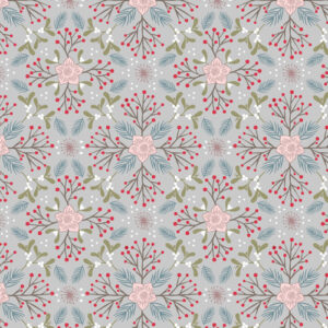 Winter In Bluebell Wood Flannel By Lewis & Irene - Winter Floral Grey