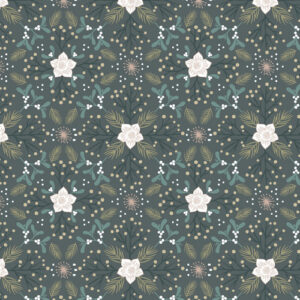 Winter In Bluebell Wood Flannel By Lewis & Irene - Winter Floral Dark
