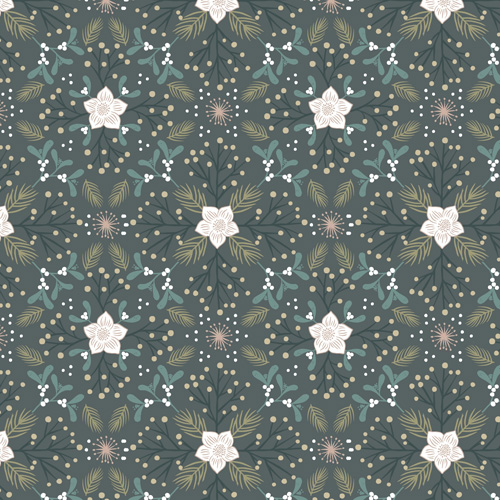 Winter In Bluebell Wood Flannel By Lewis & Irene - Winter Floral Dark