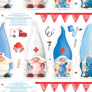 Caring Gnomes By Andi Metz For Benartex - Digital - Doll Panel - White