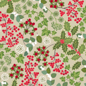 Winter Botanical By Lewis & Irene - Holly And Ivy On Natural With Pearl
