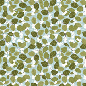 Winter Botanical By Lewis & Irene - Snowberry On Winter Blue With Pearl