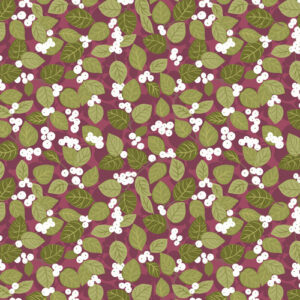 Winter Botanical By Lewis & Irene - Snowberry On Dark Red With Pearl