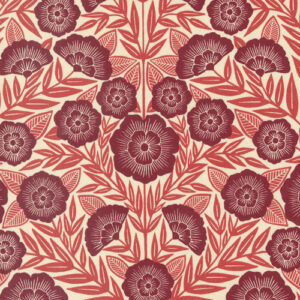 Flower Press By Katharine Watson For Moda - Ecru - Crimson