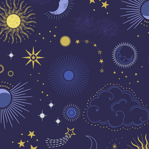 Celestial By Lewis & Irene - Celestial Skies On Midnight Blue With Gold Metallic