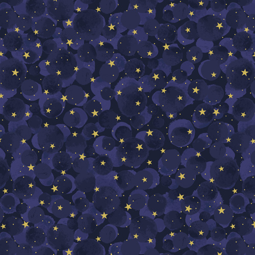 Celestial By Lewis & Irene - Celestial Midnight Blue Bumbleberries With Gold Metallic