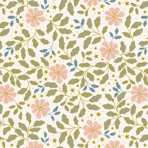 Celestial By Lewis & Irene - Celestial Flowers On Cream With Gold Metallic