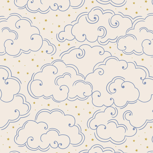 Celestial By Lewis & Irene - Celestial Clouds On Cream With Gold Metallic