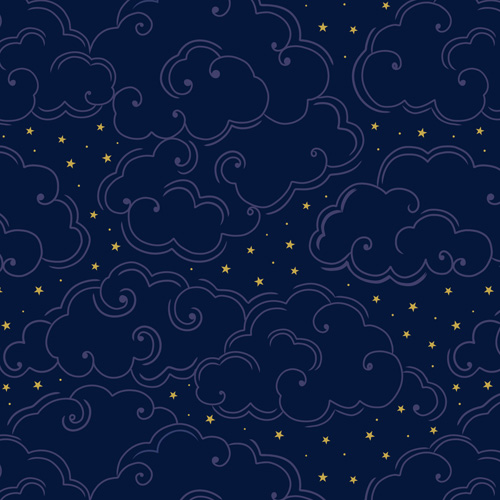 Celestial By Lewis & Irene - Celestial Clouds On Midnight With Gold Metallic