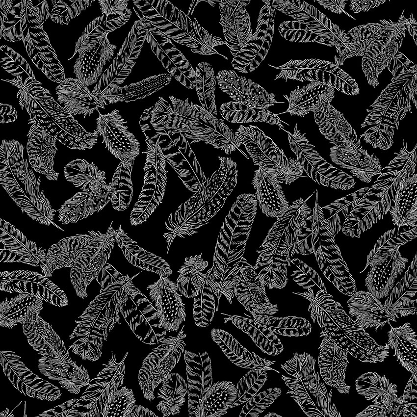 Gilded Feathers By Kanvas Studio For Benartex - Metallic - Black/Silver