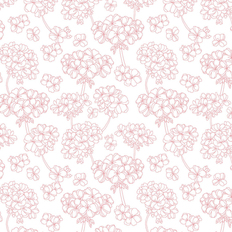 Betty\'s Geraniums By Jackie Robinson For Benartex - White/Pink