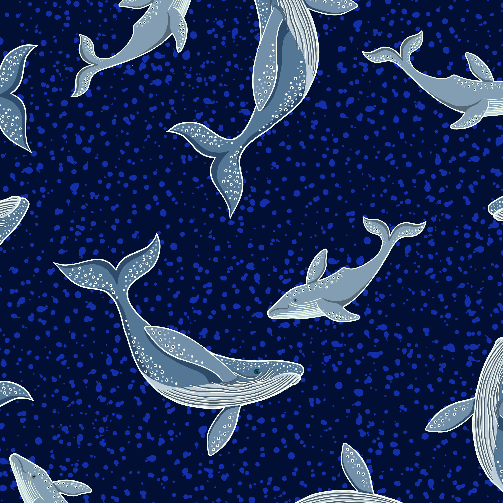 Ocean Glow By Lewis & Irene - Whales On Dark Blue (Glow In The Dark)