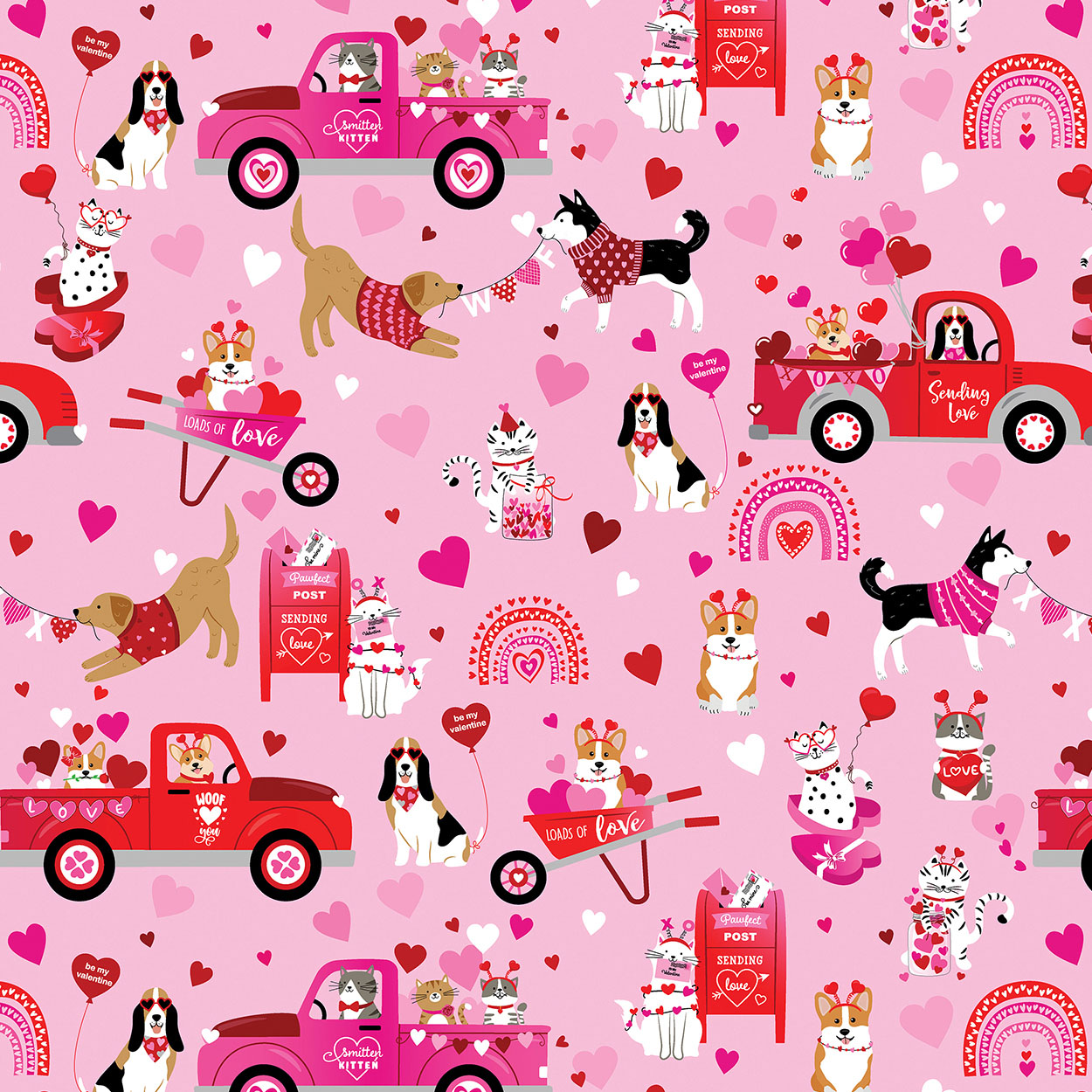 Love You Fur Ever By Kanvas Studio For Benartex - Digital - Pink