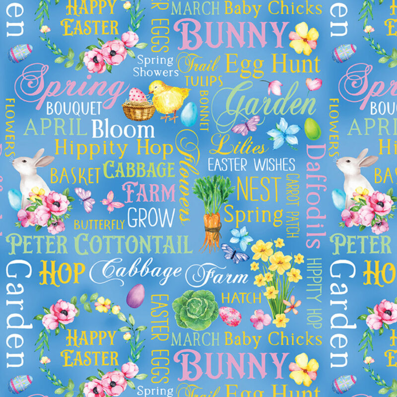 Cottontail Farms By Kanvas Studio For Benartex - Digital - Blue