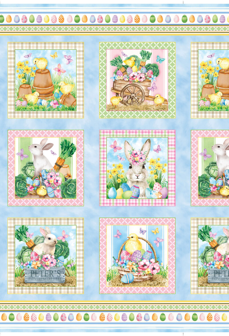 Cottontail Farms By Kanvas Studio For Benartex - Panel - Digital - Blue