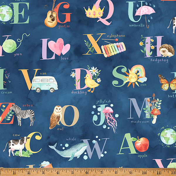 Love And Learning By Hoffman - A Hoffman Spectrum Print Navy