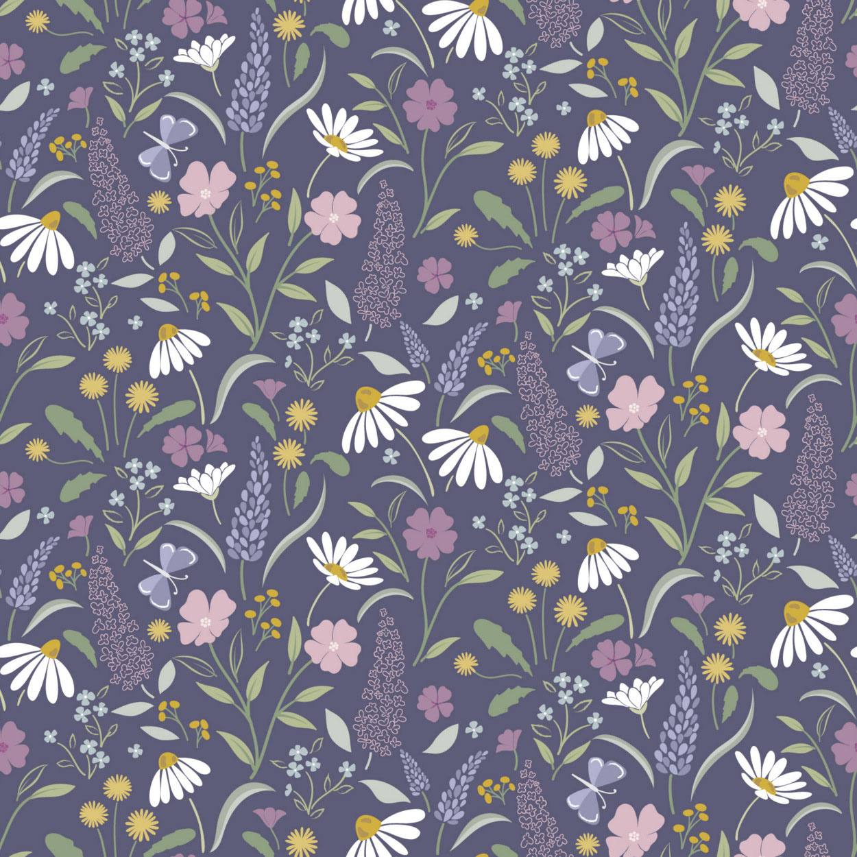 Floral Song By Cassandra Connolly For Lewis & Irene - Bloom Navy Blue