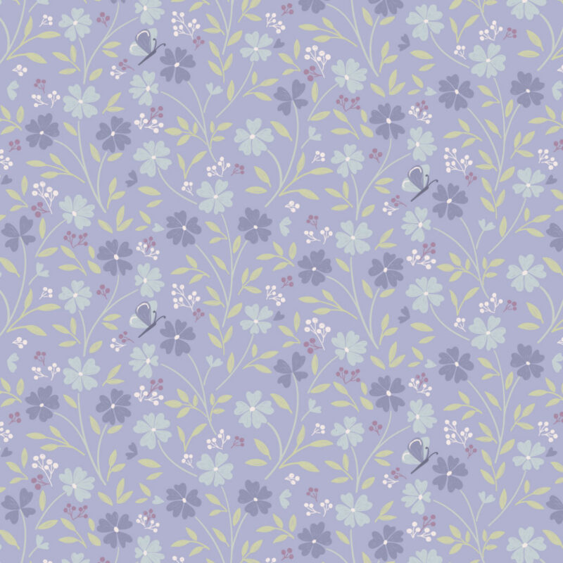 Floral Song By Cassandra Connolly For Lewis & Irene - Little Blossom Lavender Blue