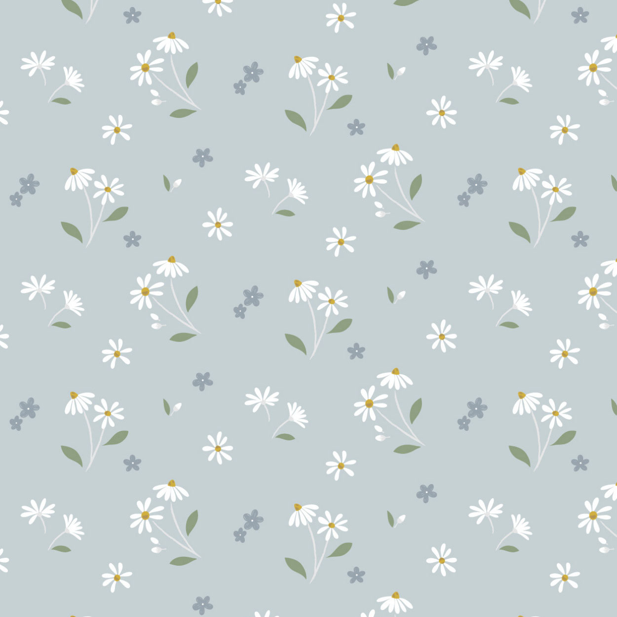 Floral Song By Cassandra Connolly For Lewis & Irene - Daisies Dancing Duck Egg Blue
