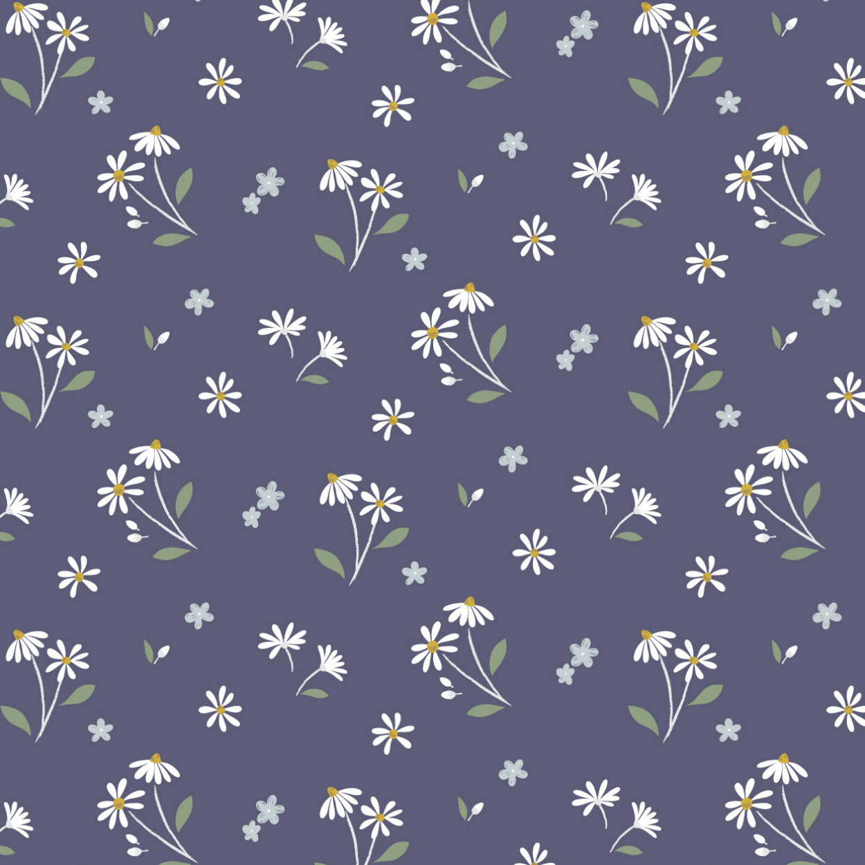 Floral Song By Cassandra Connolly For Lewis & Irene - Daisies Dancing Navy Blue