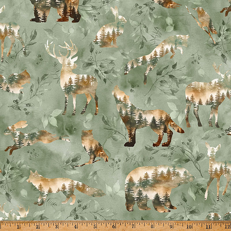 Woodsy And Whimsy By Hoffman - A Hoffman Spectrum Print Sage