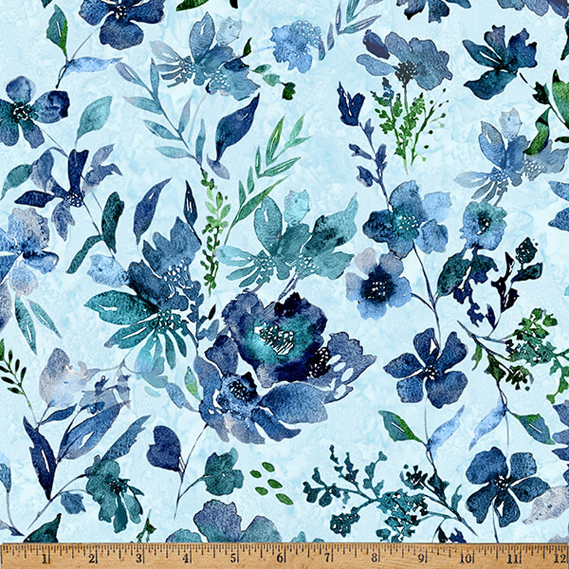 Step Into Spring By Hoffman  - A Hoffman Spectrum Print Cerulean