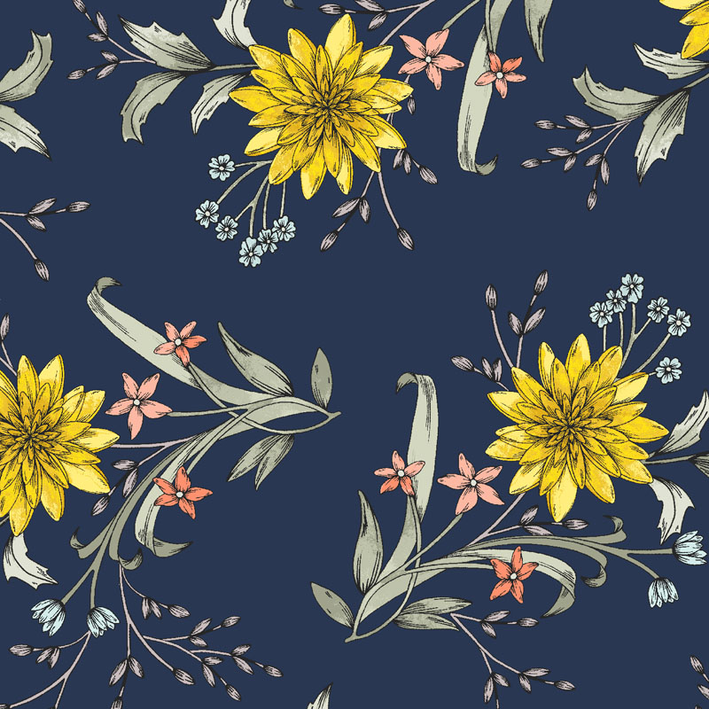 Dear Dahlia By Rjr Studio For Rjr Fabrics - Navy