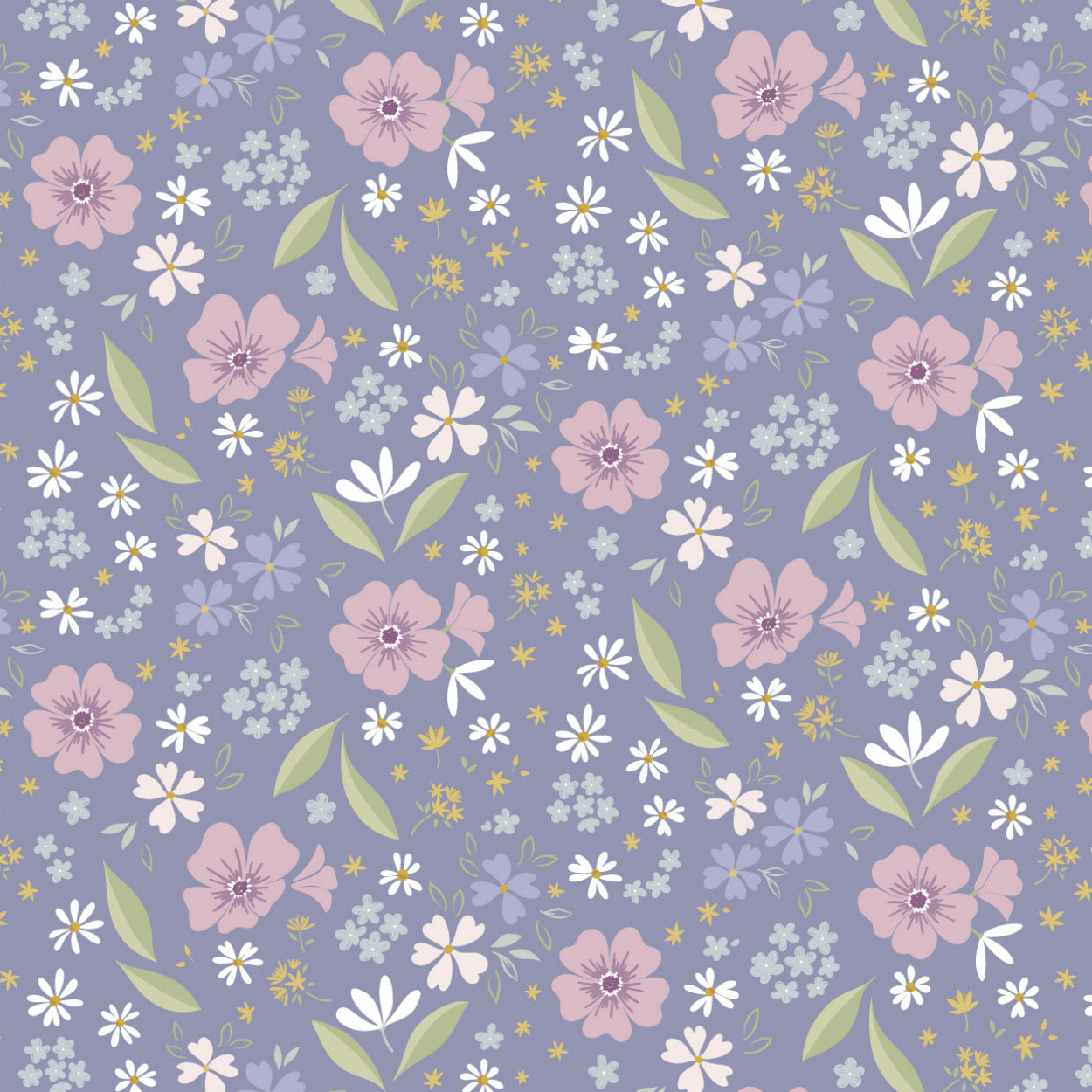 Floral Song By Cassandra Connolly For Lewis & Irene - Floral Art Lavender Blue