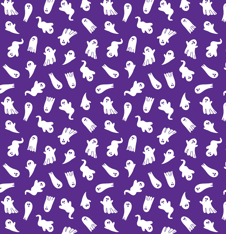 Black & Boo By Kanvas Studio For Benartex - Purple - Glow In Dark Fabric