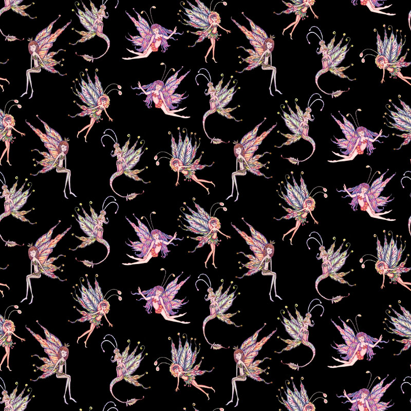 Fairy Enchantment By Donna Antonucci For Benartex - Digitally Printed - Black