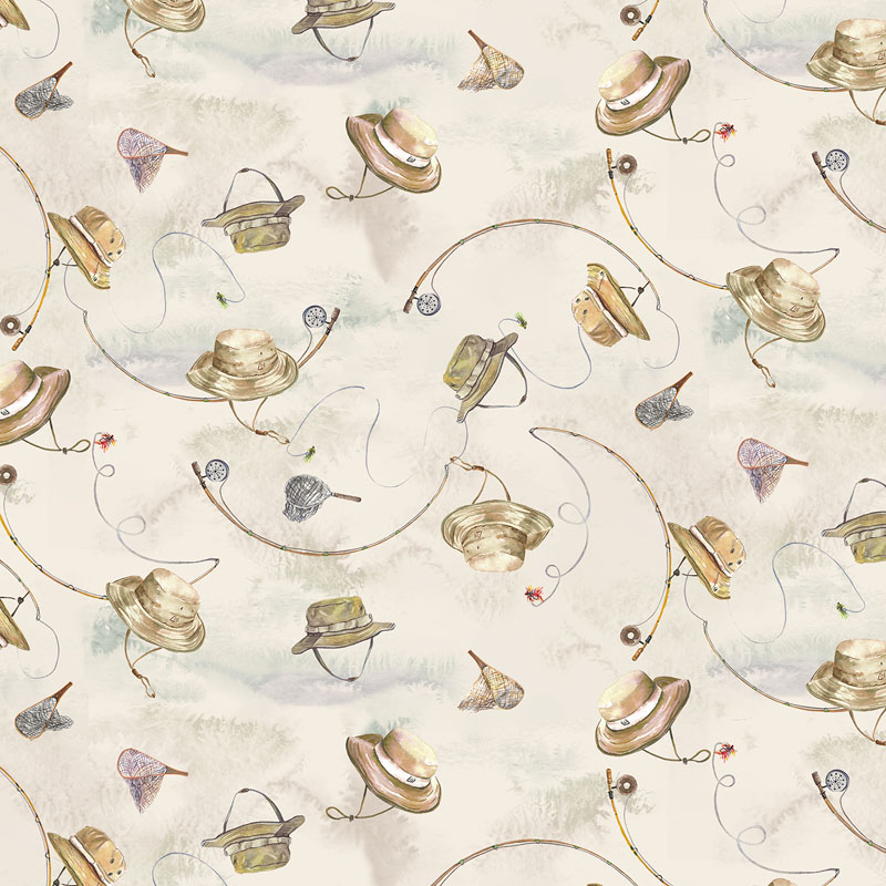 Daily Catch By Tracy Moad For Rjr Fabrics - Light Khaki Digiprint Fabric