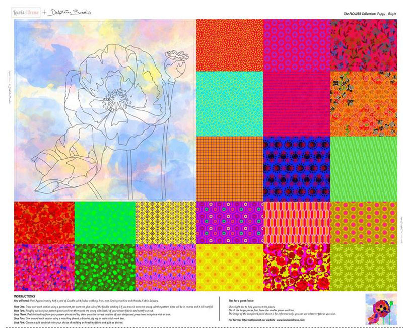 The Flower Collection By Delphine Brooks For Lewis & Irene - Poppy - Bright - Digital Panel