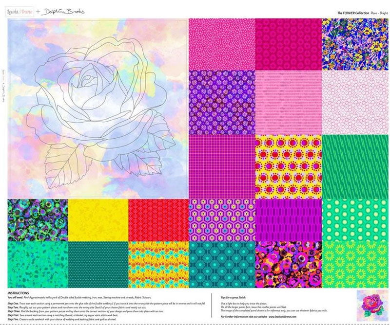 The Flower Collection By Delphine Brooks For Lewis & Irene - Rose - Bright - Digital Panel