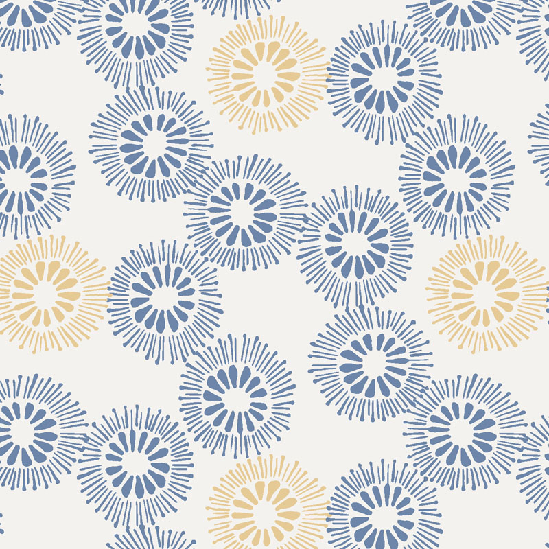 Hajime By Stuart Hillard For Lewis & Irene - Linen And Blue Flower Burst