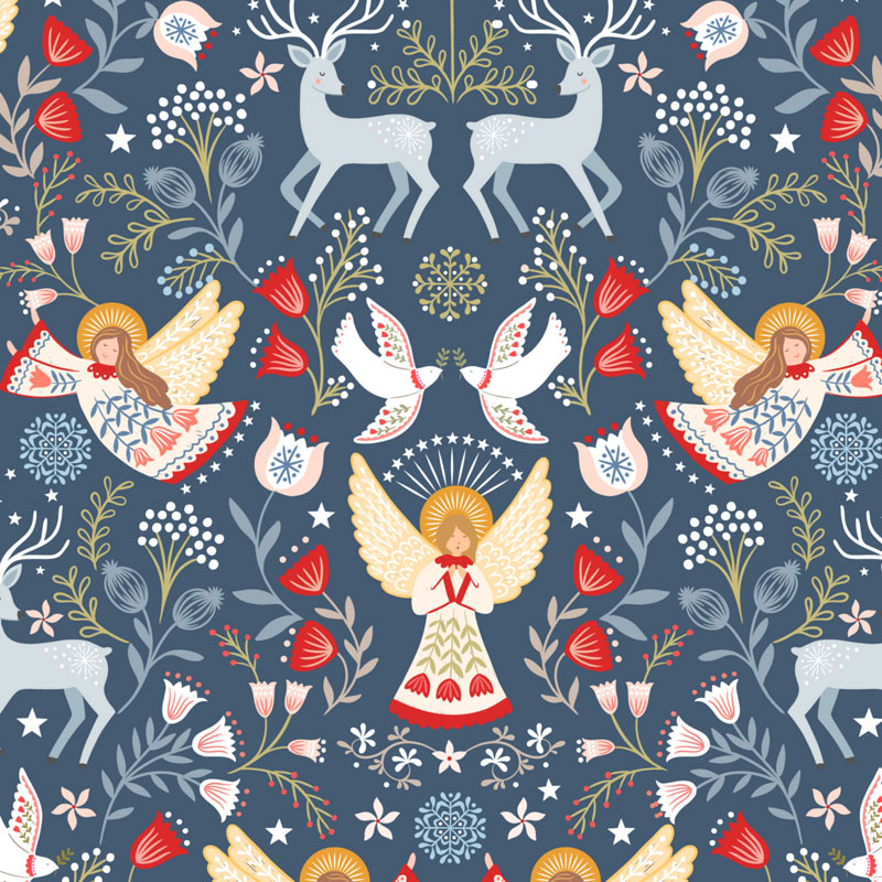 Peace & Joy By Lewis & Irene - Peace And Joy On Festive Blue (Metallic Gold)