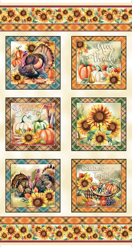 Give Thanks By Kanvas Studio For Benartex - Panel - Digitally Printed - Multi