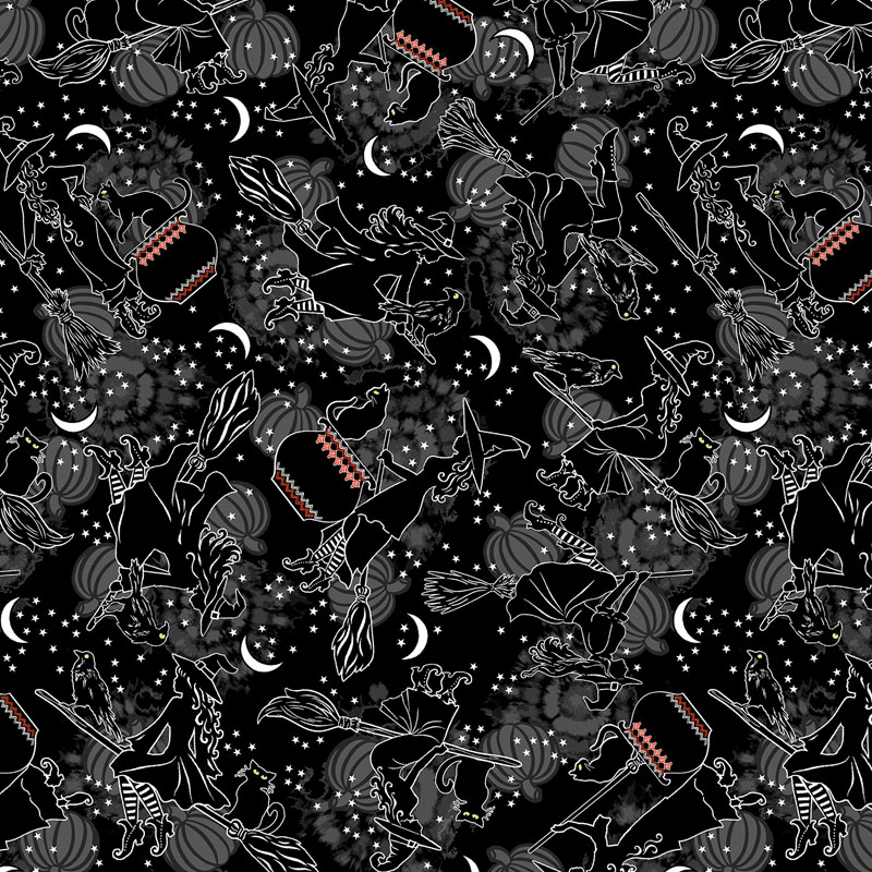 Happy Haunting By Kanvas Studio For Benartex - Glow In The Dark - Black