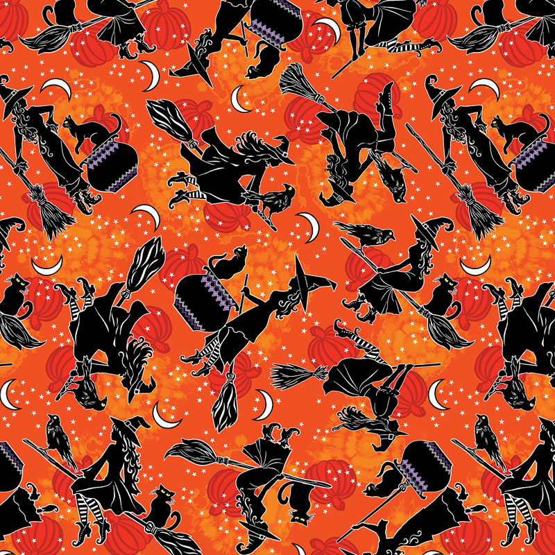 Happy Haunting By Kanvas Studio For Benartex - Glow In The Dark - Orange